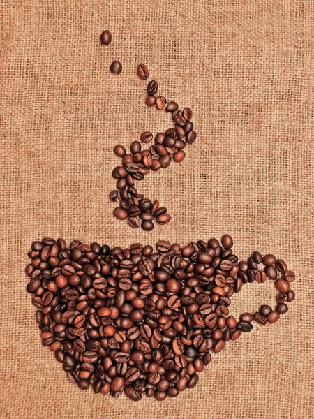 Tekening van koffie op het textiel — Stockfoto