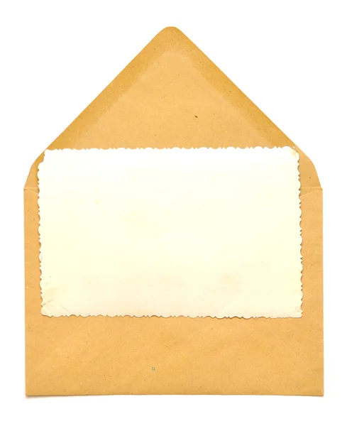 Урожай порожня фоторамка на конверті — стокове фото