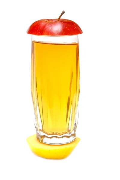 Apple juice and lobule fresh apple — Stock Photo, Image