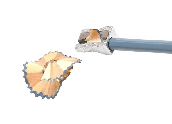Sharpened pencil and wood shavings — Stock Photo, Image