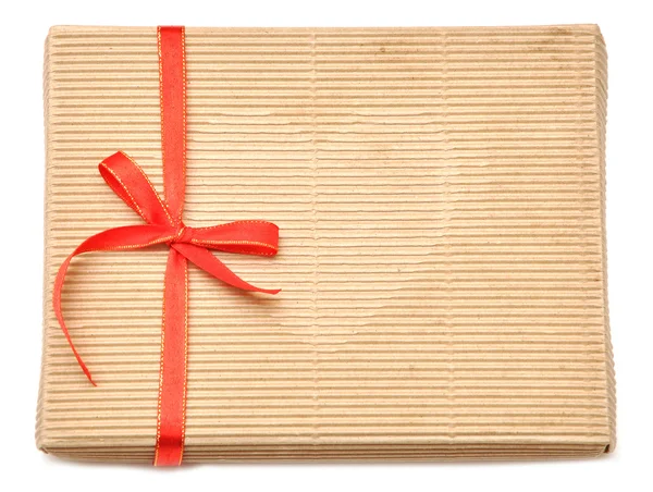 Άδειο κουτί με κόκκινη κορδέλα — Φωτογραφία Αρχείου