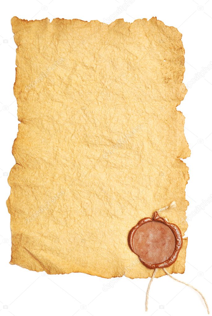 Old paper with a wax seal