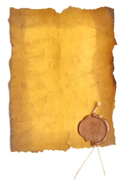 Starý papír s voskovou pečetí — Stock fotografie