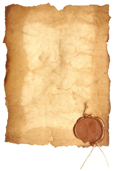 Hârtie veche cu sigiliu de ceară — Fotografie, imagine de stoc