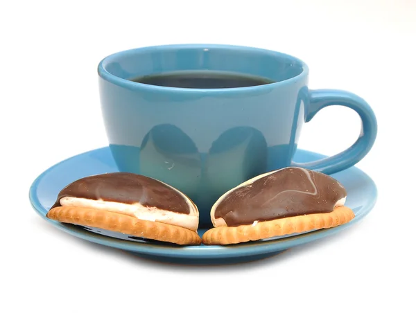 Šálek čaje a některé soubory cookie — Stock fotografie