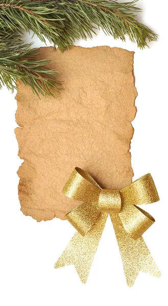Old paper with gold bow — Stock Photo, Image
