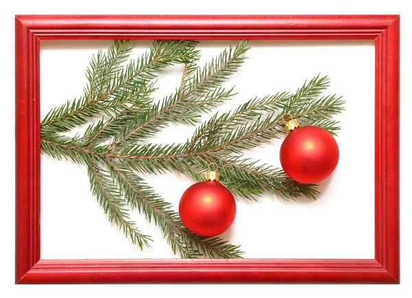 Vánoční koule v dřevěných sloupků — Stock fotografie