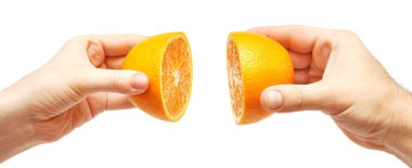 Two hands and orange clipart