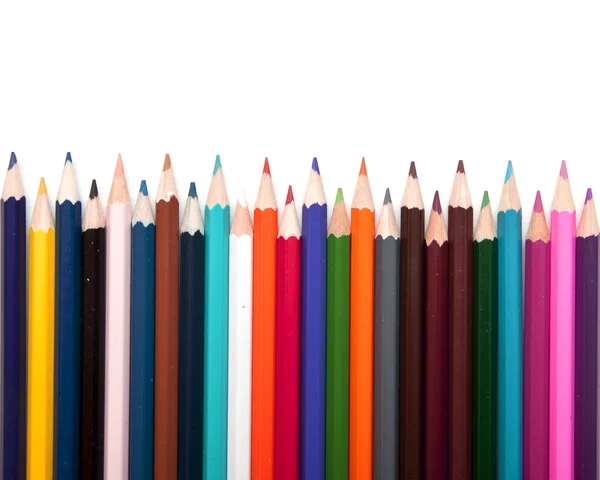Färgade pennor, isolerade på den vita bakgrunden. — Stockfoto