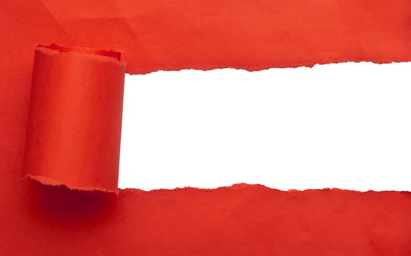 텍스트에 대 한 빨간색 찢어진된 종이 공간 — 스톡 사진