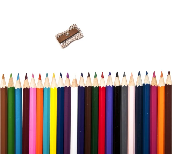 Färgpennor och Bryne — Stockfoto