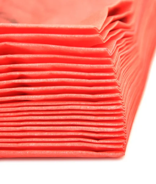 Closeup stack of red paper napkins — Stock Photo, Image