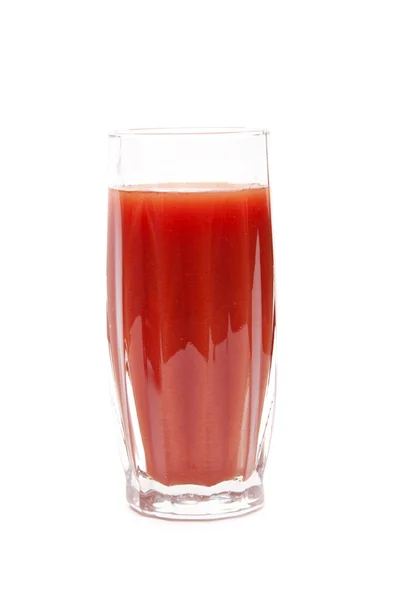 Tomatensap in helder glas — Stockfoto