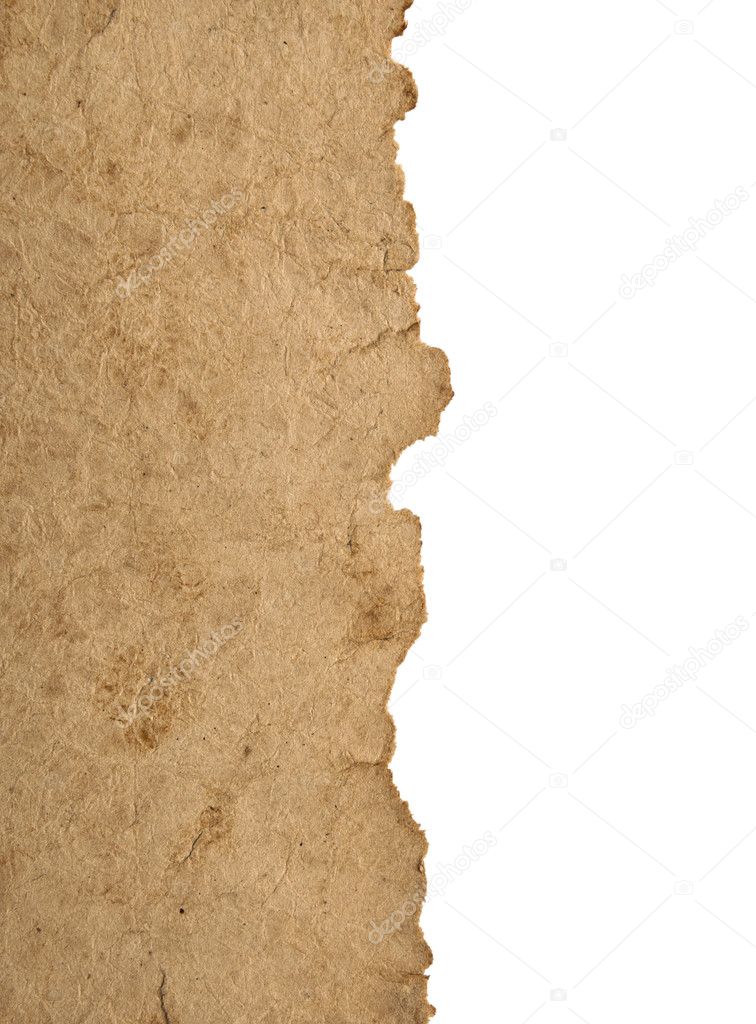 Border old parchment paper with white background