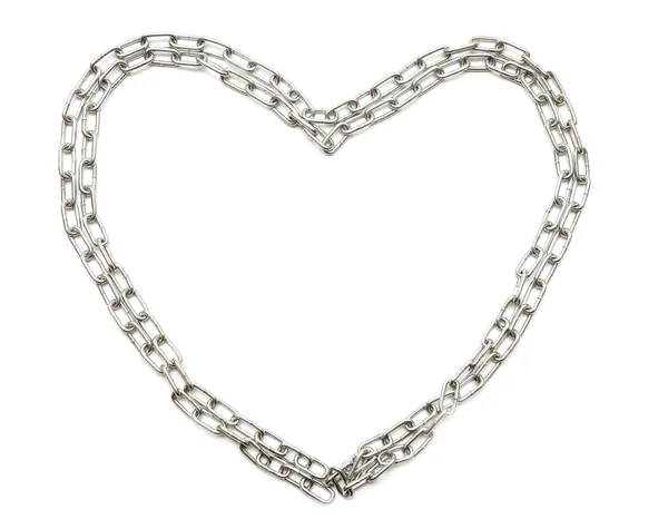 Chrome chain forming heart isolated — Stock Photo, Image