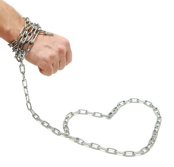 Kalp için zincirli el — Stok fotoğraf
