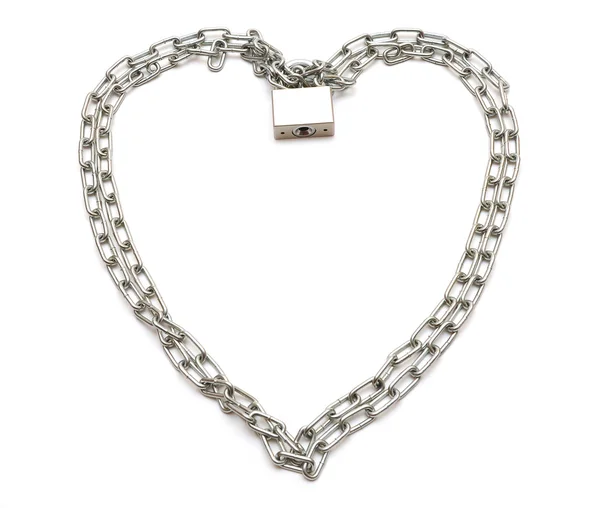 Chain which is connected by the lock in the form of heart — Stock Photo, Image