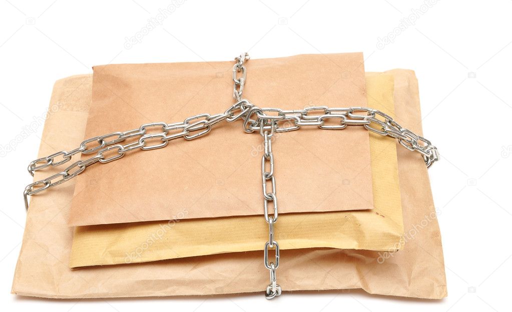 Parcel wrapped in a chain