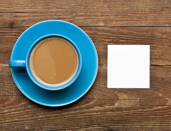 Puste Karty Filiżankę Kawy Miejsca Dla Tekstu — Zdjęcie stockowe