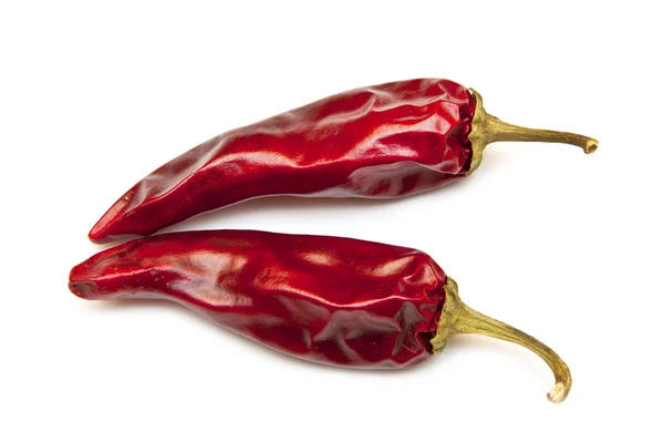 Close Two Red Chili Pepper Isolated White Background — Stock Photo, Image