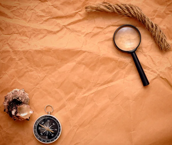 Rope Compass Loupe Grunge Background — Stock Photo, Image