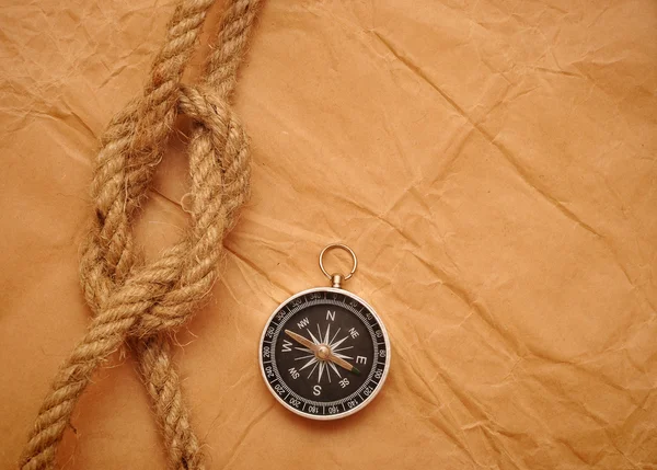 Kompas Lano Starý Zažloutlý Papír — Stock fotografie