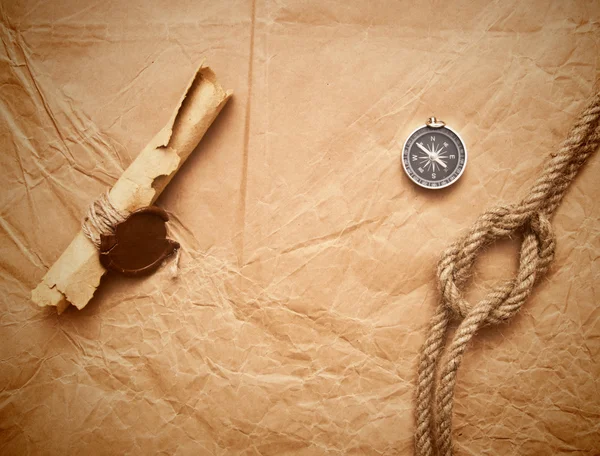Scroll Wax Seal Rope Old Paper Background — Stock Photo, Image