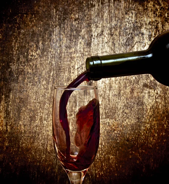 Botella Con Vino Tinto Copa — Foto de Stock