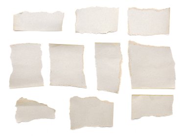 Collection of grey ripped pieces of paper clipart