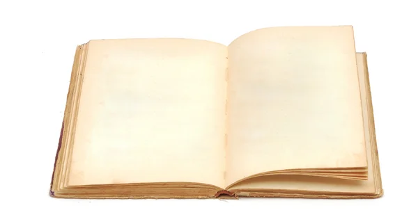En gammal bok med tomma gul färgade sidor — Stockfoto