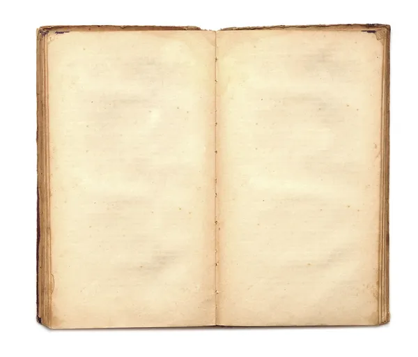 Boş sarı lekeli sayfaları ile eski bir kitap — Stok fotoğraf