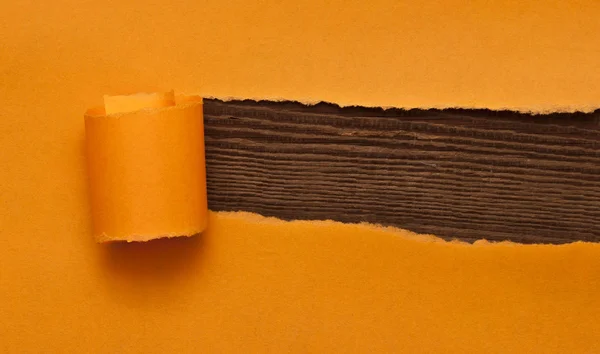 Orange Torn Paper Wood Background — Stock Photo, Image