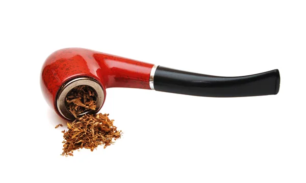 Pfeife Mit Tabak Auf Weißem Hintergrund — Stockfoto