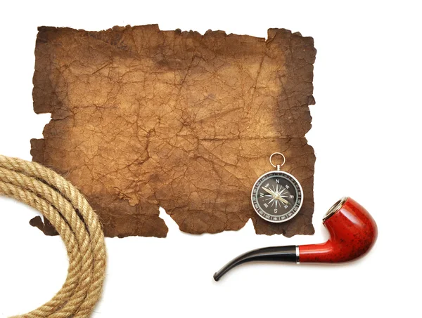 Pipe, compass and rope — Stock Photo, Image