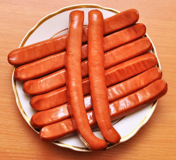 Plate Sausages Table — Stock Photo, Image