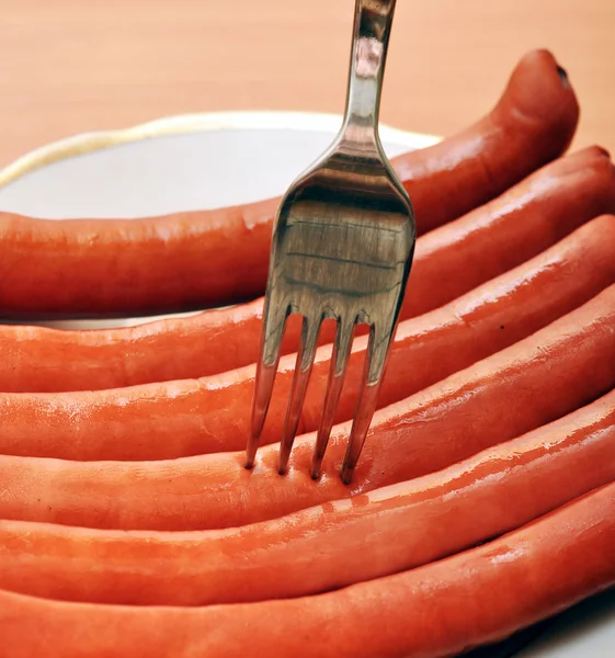 Appetizing Grilled Sausages Plate — Stock Photo, Image