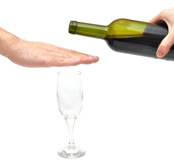 Hand Über Glas Stopp Alkoholismus Konzept — Stockfoto