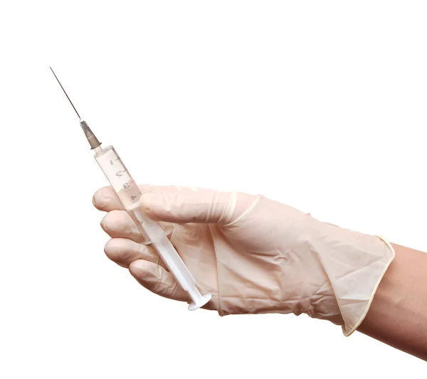 Woman Holds Hand Syringe Antibiotic Royalty Free Stock Images