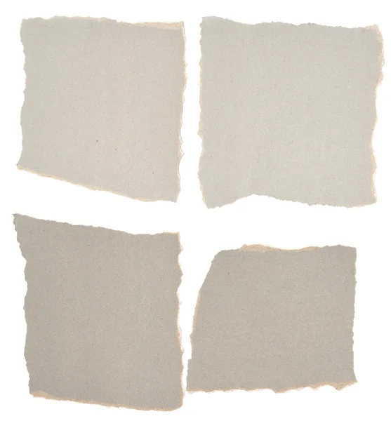 Coleção de pedaços de papel cinzentos rasgados — Fotografia de Stock