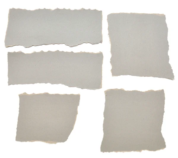 Colección de trozos de papel gris rasgado — Foto de Stock