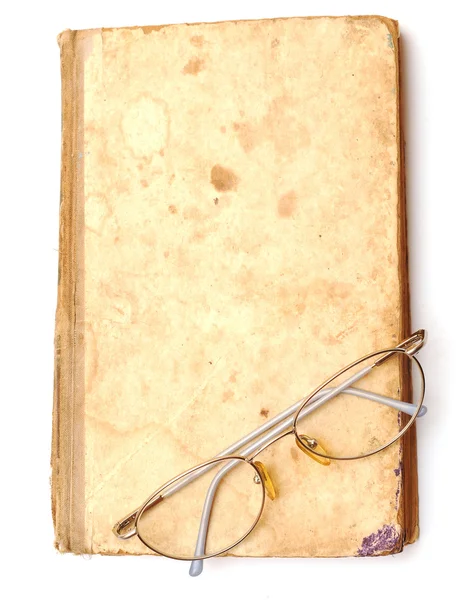 Gözlük camı ile eski kitap — Stok fotoğraf