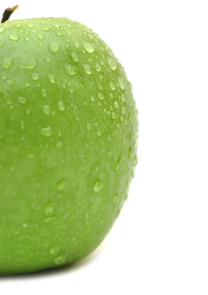 Closeup mokrý zelené jablko — Stock fotografie