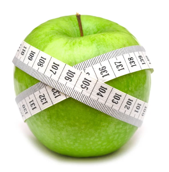 Grüne Äpfel messen den Meter — Stockfoto