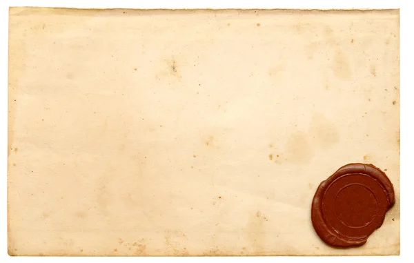 Papel viejo con un sello de cera — Foto de Stock