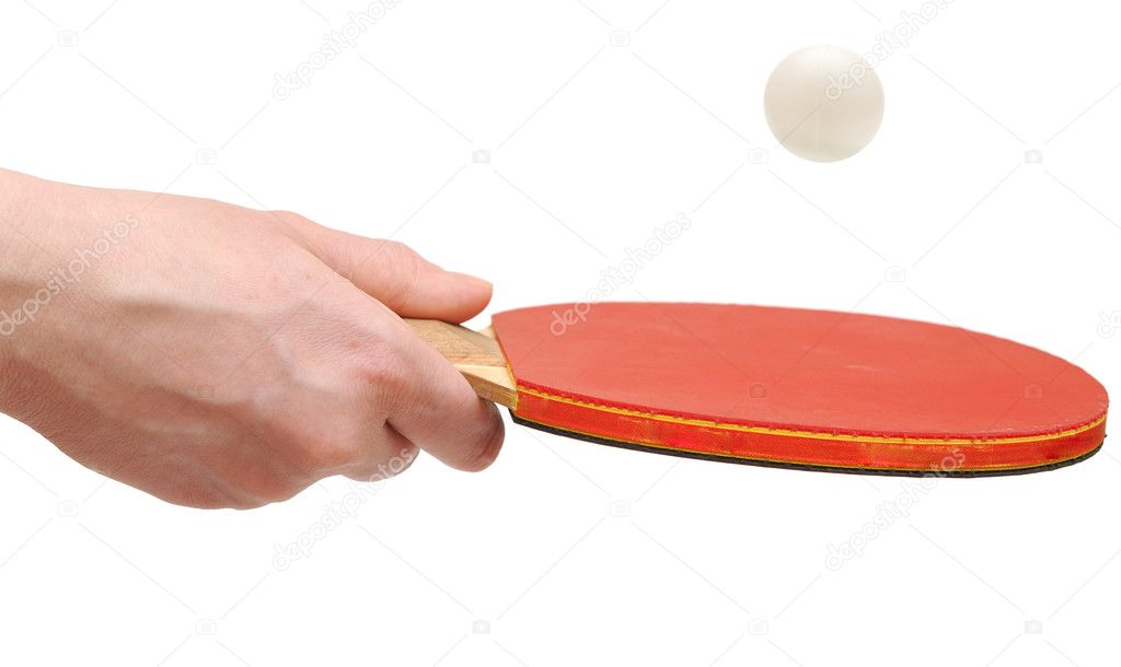 Hand holding table tennis bat balancing the ball