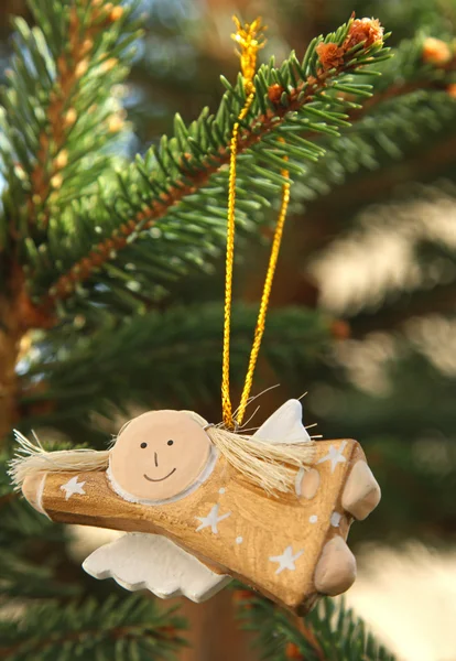 Decorative flying angel on Christmas tree — Stock Photo, Image
