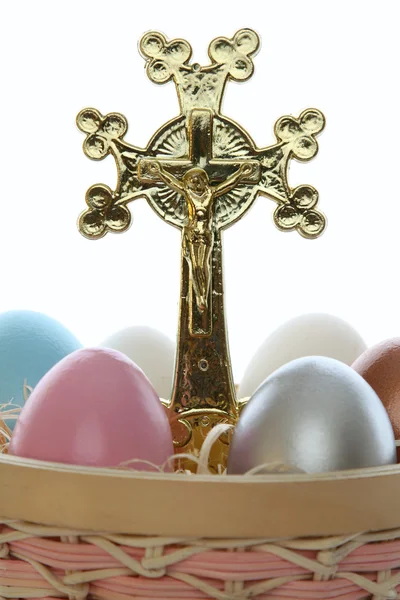 Eggs and cross — Stock Photo, Image