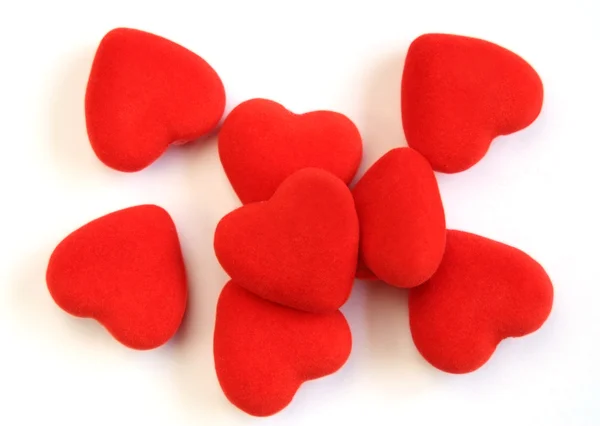 Red Fluffy Hearts Piled Each Other — Stock Photo, Image
