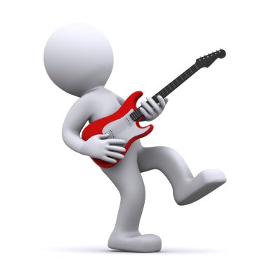 Isolated 3d guitarist clipart