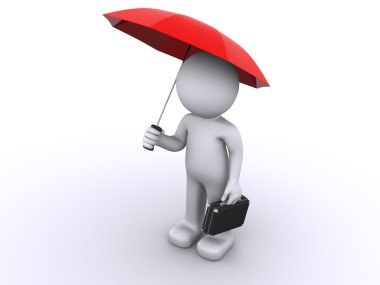 3d character with umbrella clipart